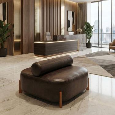 Imagem de Poltrona Ilha Recepção Corino Modena Whisk | Design Sofisticado Loja Consultório - Montanari`s Decor