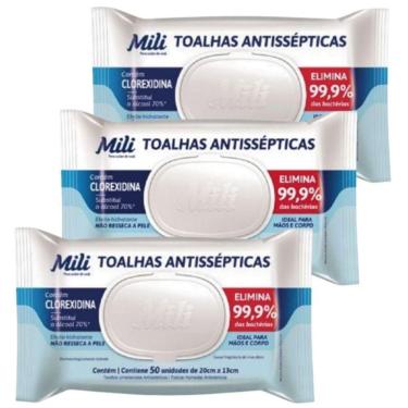 Imagem de Lenço Umedecido Ou Toalhas Antissépticas Mili 3 Pacotes C- 50 (total: 150 Toalhas)