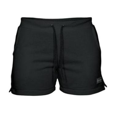 Imagem de Short Moletom Feminino Com 2 Bolsos Fenda Lateral Básico Casual Treino-Feminino