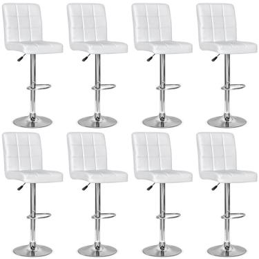 Imagem de Conjunto 8 Banquetas Dublin Material Ecológico Regulagem De Altura - Branca