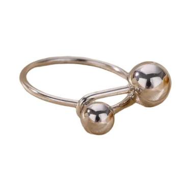 Imagem de Anel Ajustável De Aço Inoxidável Com Bola De Pérola Dourada Para Mulhe