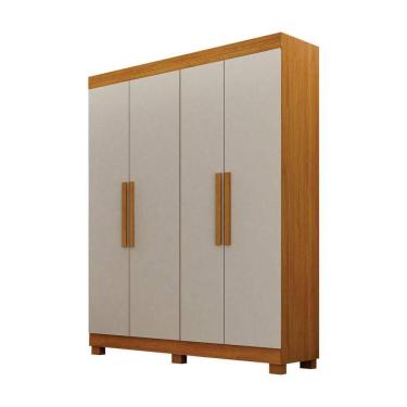 Imagem de Guarda Roupa Solteiro 4 Portas 2 Gavetas Canadá S/ Espelho Com Pés - Leifer Cinamomo/off White