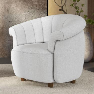 Imagem de Poltrona Sala De Estar Pé Madeira Lykan Boucle Cru Z32 - Mpozenato