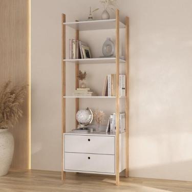 Imagem de Estante para Livros Livreiro Office com 3 Prateleiras com 2 Gavetas 63