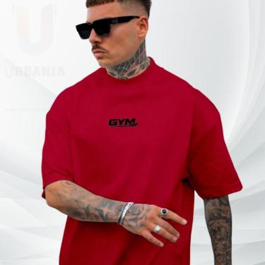 Imagem de Camiseta Oversized Vermelha Over GYM 100 Algodão Premium Streetwear Academia Gola Redonda-Unissex