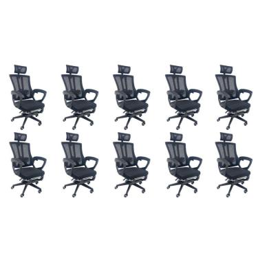 Imagem de Kit 10 Cadeiras de Escritório Presidente Executiva Oficial Paris Preto