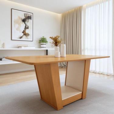 Imagem de Mesa de Jantar Retangular 6 Lugares 170cm Tampo Mdf no Glass Apogeu - 
