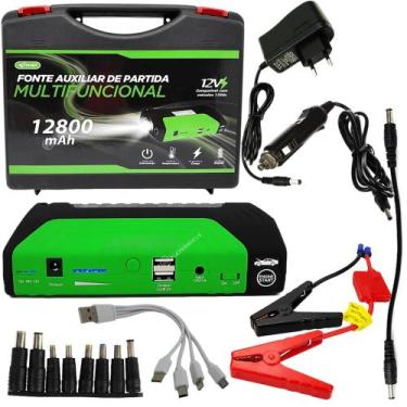 Imagem de Auxiliar De Partida 12800mah Portátil Veicular Emergência Cabo Chupeta
