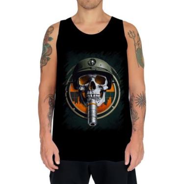 Imagem de Camiseta Regata Caveira Militar Logo Guerra 3 - Kasubeck Store®, Baby 
