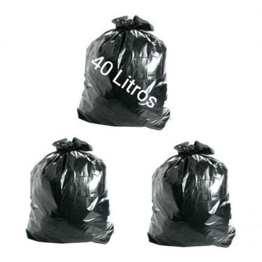 Imagem de Saco de Lixo 40 Litros 40lts Preto Resistente 60x60 0 e 06 Micras para Uso Doméstico e...