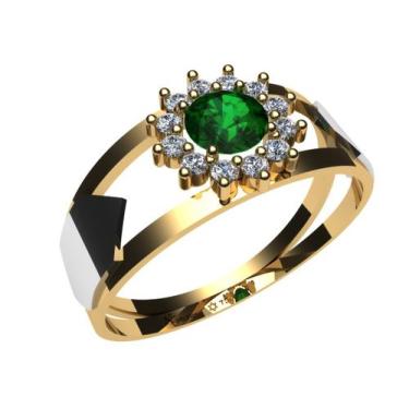 Imagem de Anel formatura  análise Clínica  ouro 18k esmeralda e diamantes - Mcos