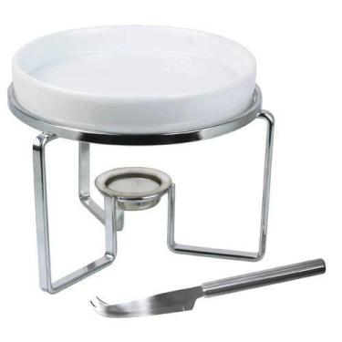 Imagem de Rechaud para Queijo Brie Porcelana c/ Faca 15cm Fracalanza - fullfit