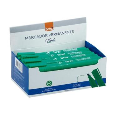 Imagem de Marcador Permanente BRW Ponta Chanfrada 12 Und Verde