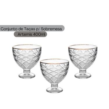 Imagem de Conjunto c/ 3 Taças de Sobremesa Artemis - 400ml - Rio de Ouro Com. Im