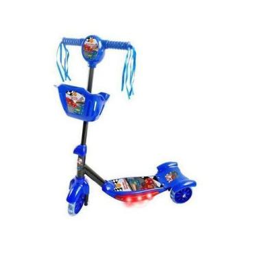 Imagem de Patinete com Cesta AZUL com LUZ 3 Rodas DM TOYS DMR5026