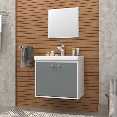 Imagem de Gabinete Suspenso para Banheiro com Cuba 50cm Bergamo - Riverzza