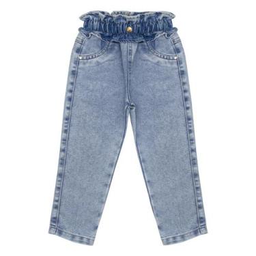 Imagem de Calça Infantil Look Jeans Elástico Reta Jeans, 4