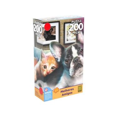 Imagem de Quebra-cabeça 200 Peças Animais Puzzles Infantis - Melhores Amigos Gro