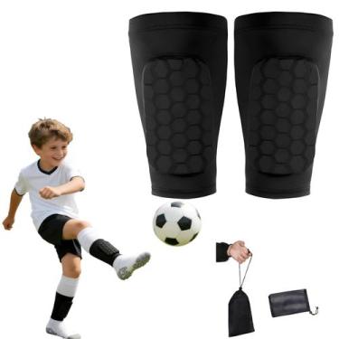 Imagem de Caneleiras de Compressão Mini para Futebol com Almofadas em Colmeia - 