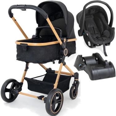 Imagem de Carrinho de Bebe Moises Bebe Cocoon Preto Base Galzerano Ivy Gold