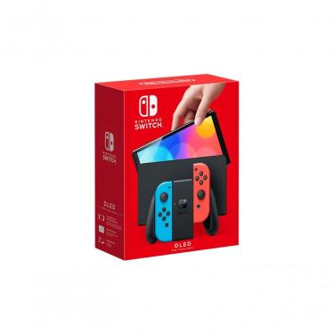Imagem de Console de Videogame Switch OLED Nintendo 64GB com Joy-Con Azul e Vermelho Neon Tela 7 Polegadas