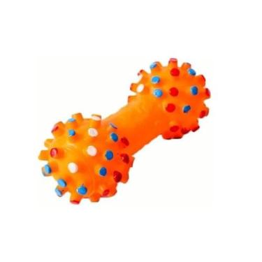 Imagem de Brinquedo Mordedor Halteres Cravo Pet Cães - Caracol Pet, Laranja