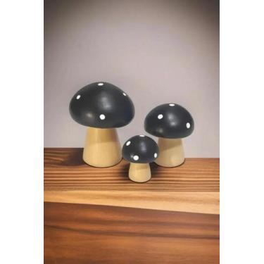 Imagem de Miniatura Trio Cogumelo Preto Decoracao Halloween Ceramica - Decore Ca