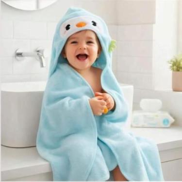 Imagem de Toalha Safari Soft Infantil Bebe com Capuz 80x80cm Kit 1 2 3 ou 4 toal