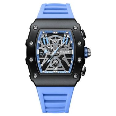 Imagem de Relógio Masculino Esportivo de Quartzo a Prova D'água com Pulseira de Silicone Azul Megir