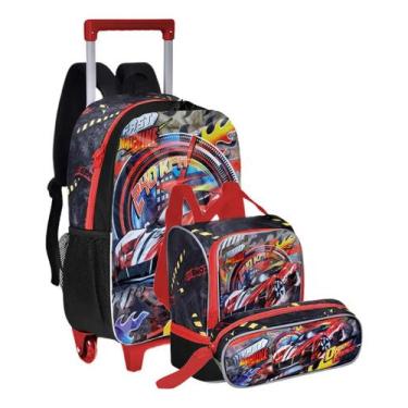 Imagem de Kit Mochila De Rodinha Carros Fast Machine Infantil Meninos - Clio