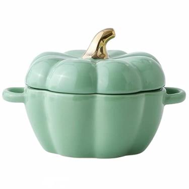 Imagem de OnePine Tigela de porcelana, tigela de sopa de abóbora fofa criativa com tampa, tigela para sobremesa, arroz, cereal, salada, macarrão
