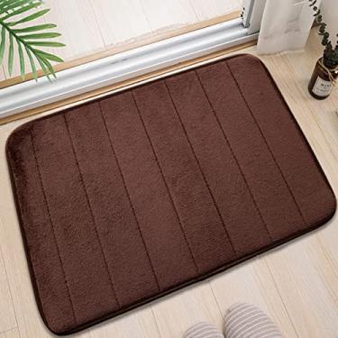 Imagem de Tapete de banheiro de espuma viscoelástica 60,96 cm x 91,44 cm, absorvente macio, antiderrapante, de veludo coral, fácil de secar, lavável na máquina, tapete de banheiro, cor café