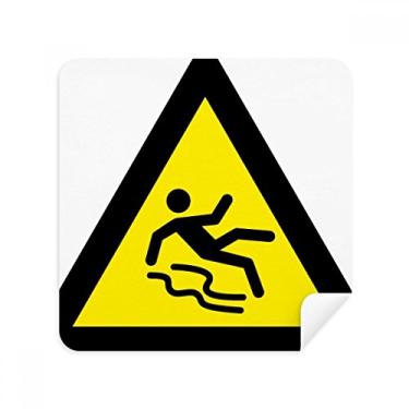 Imagem de Warning Symbol Yellow Black Slippy Floor Triangle Glasses Cloth Screen Cleaner Suede Fabric 2 Pack