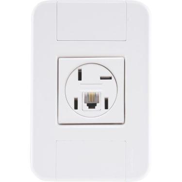 Imagem de Conjunto 4x2 com 1 Tomada Telefone 4P e RJ11 Tramontina Tablet Branco Tramontina