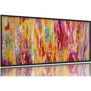 Imagem de Quadro Abstrato Colorido Artístico Escritório 130x60 Moldura Preta 2x2