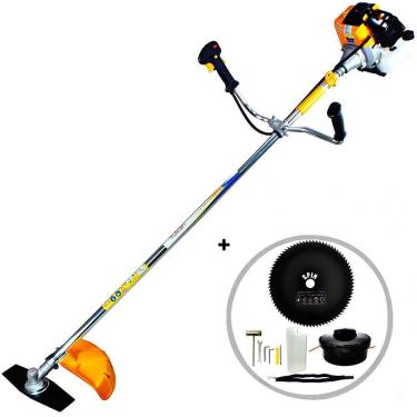 Imagem de Roçadeira Profissional Lateral Vulcan VR430S á Combustão Motor 2 Tempos 43cc 1,7hp Forte e Potente com Lâmina Facão + Faca Circular de 80 Dentes