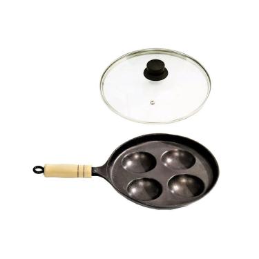 Imagem de Frigideira Frita 04 Ovos Antiaderente Cabo Tampa Vidro 23cm