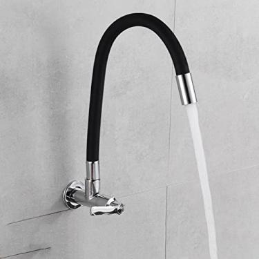 Imagem de Torneira de cozinha de latão flexível montada na parede única fria 360 graus torneira de água giratória universal torneiras montadas na plataforma de manípulo único, B1, CN