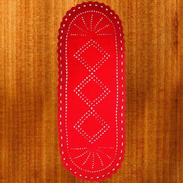 Imagem de Tapete Para Porta Cozinha Sala Quarto Apartamento Casa Croche Feito A Mão Artesanato Oval Passadeira Grande Vermelho