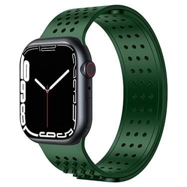 Imagem de ALMNVO Pulseira de silicone macio compatível com Apple Watch 38mm 40mm 41mm 42mm 44mm 45mm,mais nova Sport Bandas para iWatch Series 7 6 5 4 SE 3 2 1,mulheres homens Band,(Trevo42/44/45mm)