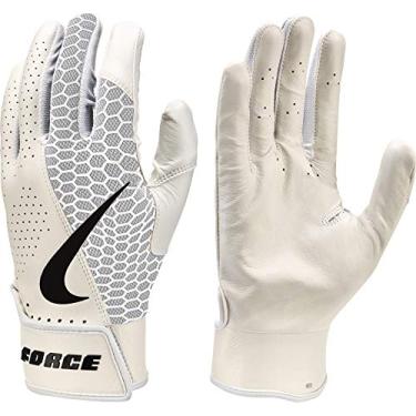 Imagem de Luvas de couro para rebatedor Nike adulto Force Edge nkNBG21932, WHITE/BLACK, Large