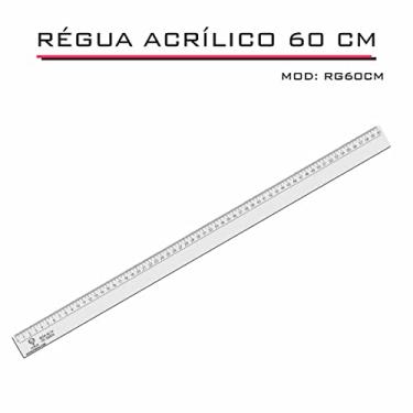 Imagem de Régua Reta Acrílica 60 cm Transparente Desenho Técnico Fenix