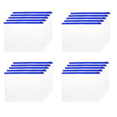 Imagem de Envelopes de plástico com zíper A4, envelope de plástico transparente com zíper com bolso de etiqueta para escola, escritório, viagem, armazenamento, documento, tamanho carta