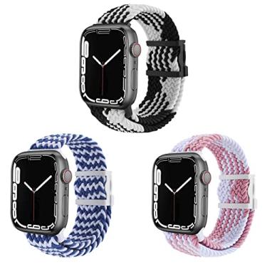 Imagem de 3 braceletes de substituição para smartwatches Adequado para Apple Watch Series 3/4/5/6/7/8 relógio esportivo inteligente (Preto+Azul+Rosa)