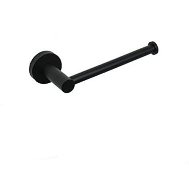 Imagem de Rack de barra de toalha preto fosco ganchos de banheiro dispensador de caixa de sabão anel de toalha escova de banheiro suporte de papel conjunto de acessórios de banheiro, suporte de papel