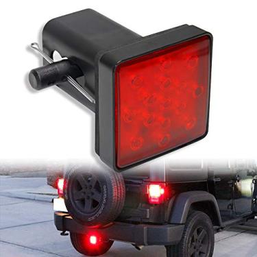 Imagem de OPP ULITE Trailer Hitch Luzes de freio LED 15 LEDs Lentes vermelhas Capa de luz ajuste 2" Receptor caminhão SUV (luzes de reboque LY039-1)