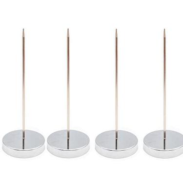 Imagem de Pacote com 4 suportes de papel de vara reta para vara de mesa para recibos de recibos de notas, suporte de recibos de aço inoxidável, ponta de papel, 140 mm / 5,5 polegadas (prata)