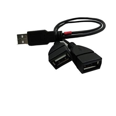 Imagem de ZTOP USB 2.0 Um plugue macho para 2 conectores duplos USB A fêmea divisor Y hub cabo adaptador uma porta para carregamento e sincronização de dados outra apenas para carregamento (USB M-2F)