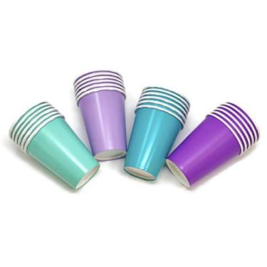 Imagem de Copos de papel para chá de bebê festa de aniversário de sereia 236 ml (pacote com 24)