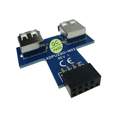 Imagem de Adaptador de porta USB 2.0 fêmea de 9 pinos para adaptador de porta USB 2.0 duplo, T Type